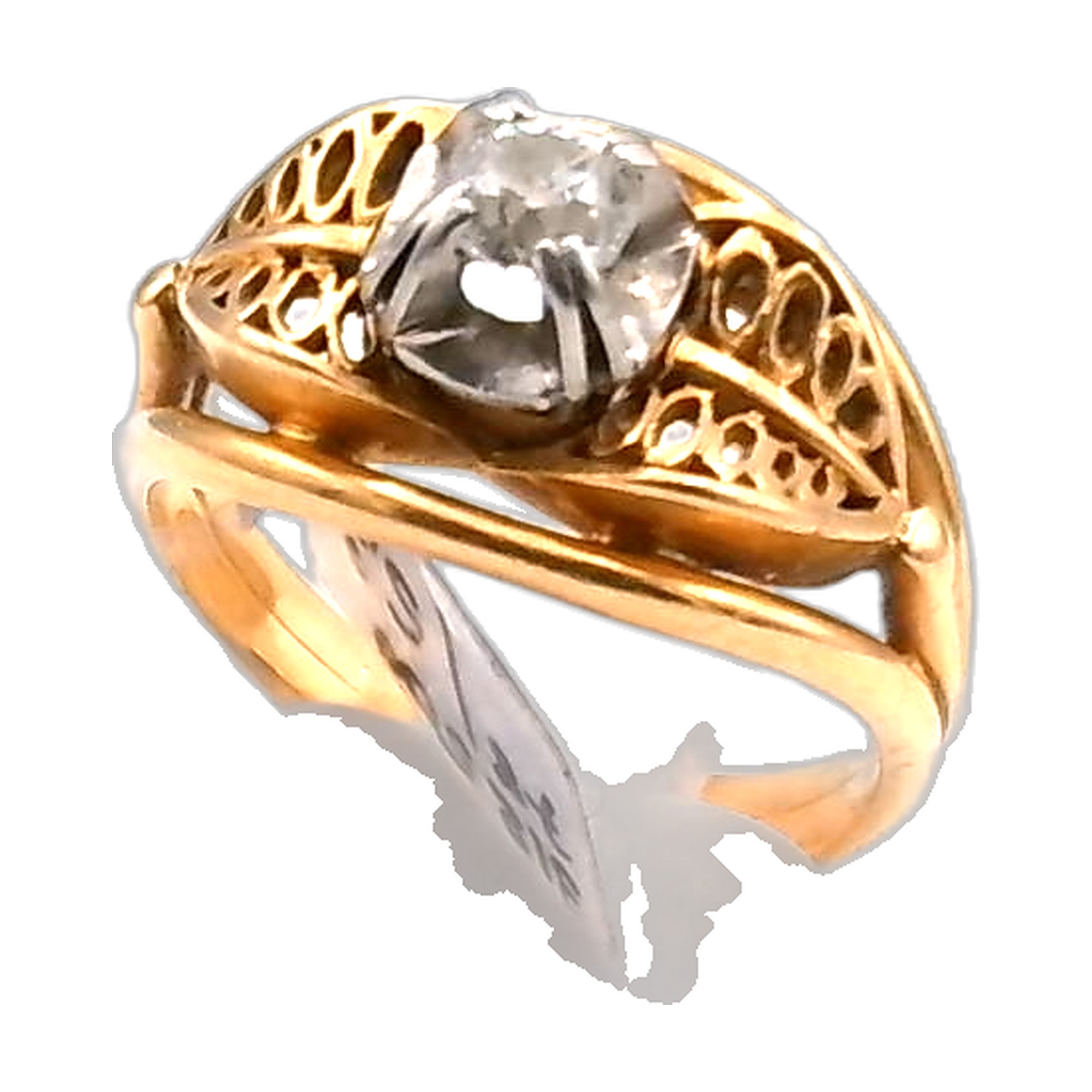 bague art deco en diamant taille ancienne — vue 4