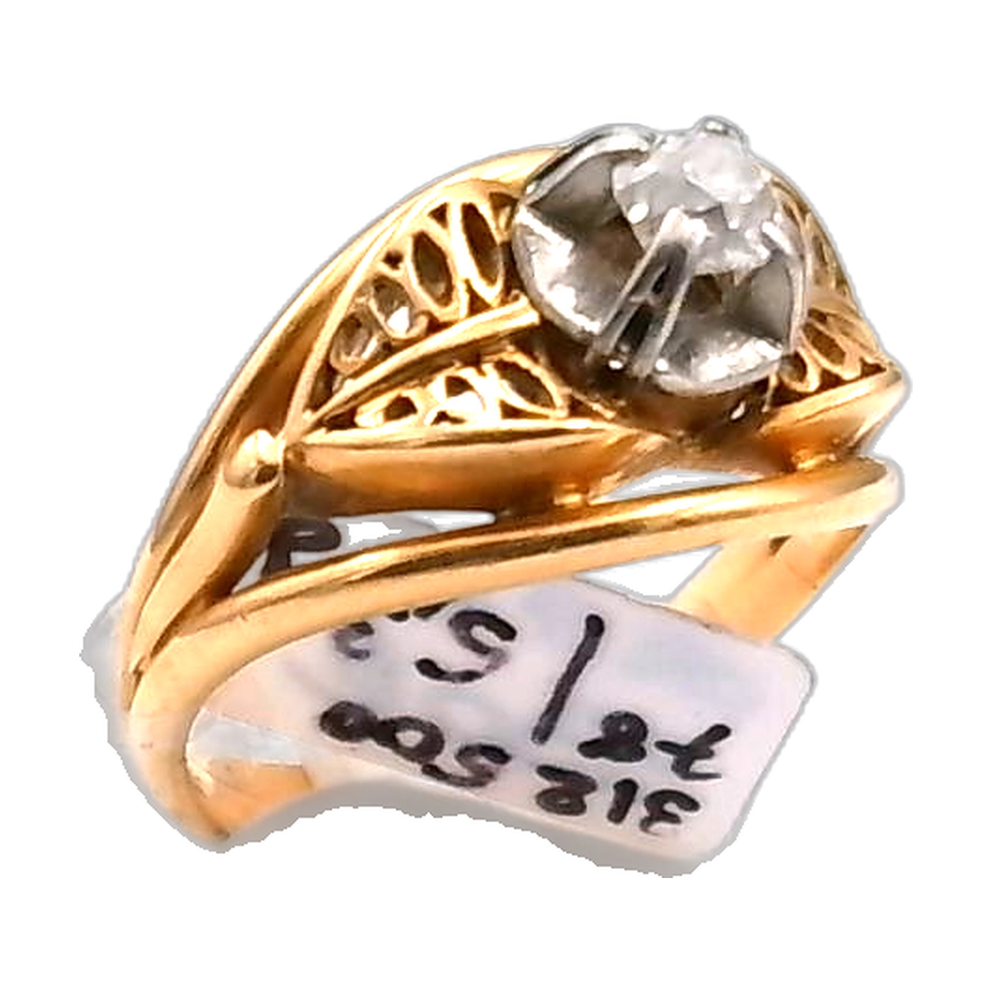 bague art deco en diamant taille ancienne — vue 5