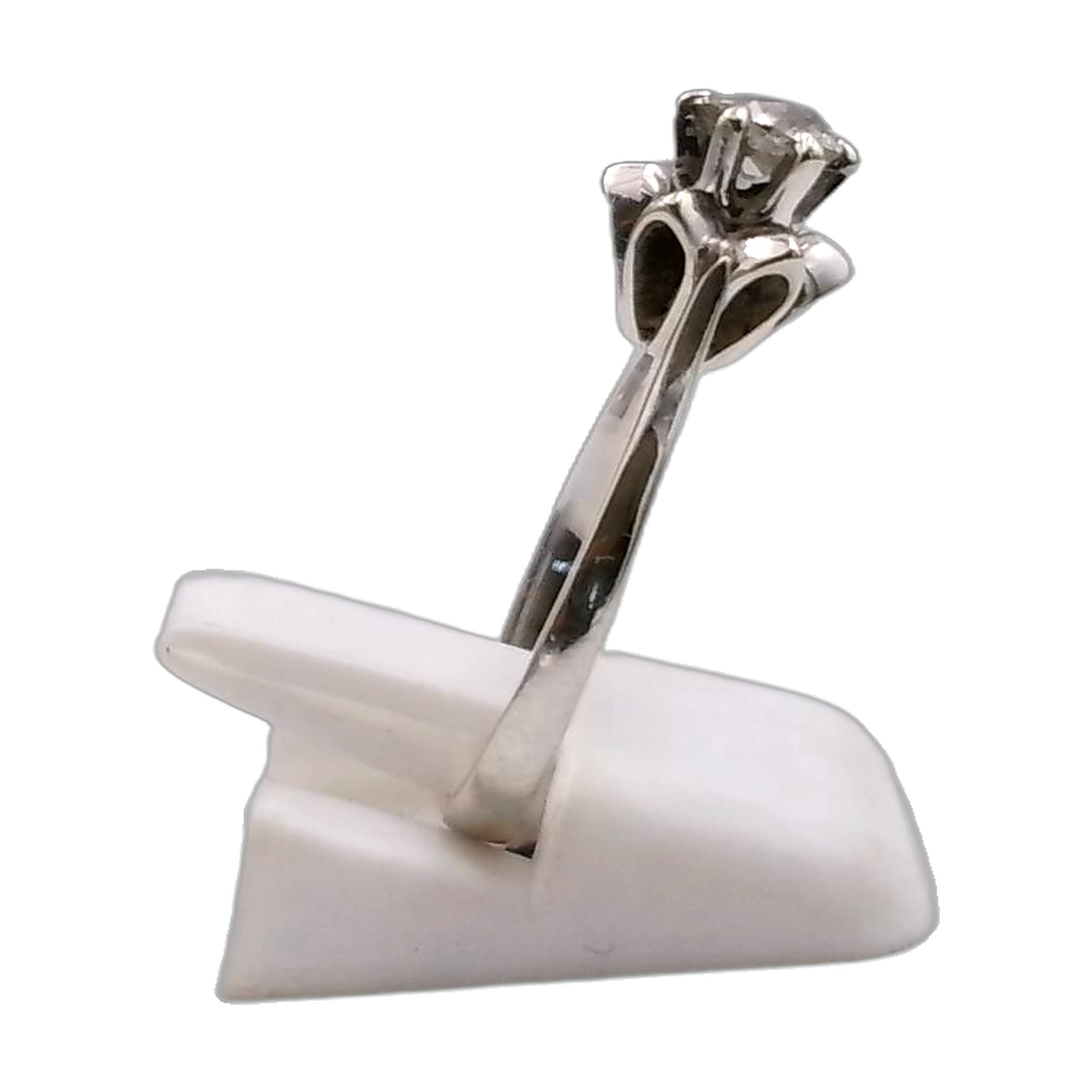 bague solitaire or blanc et diamant — vue 2