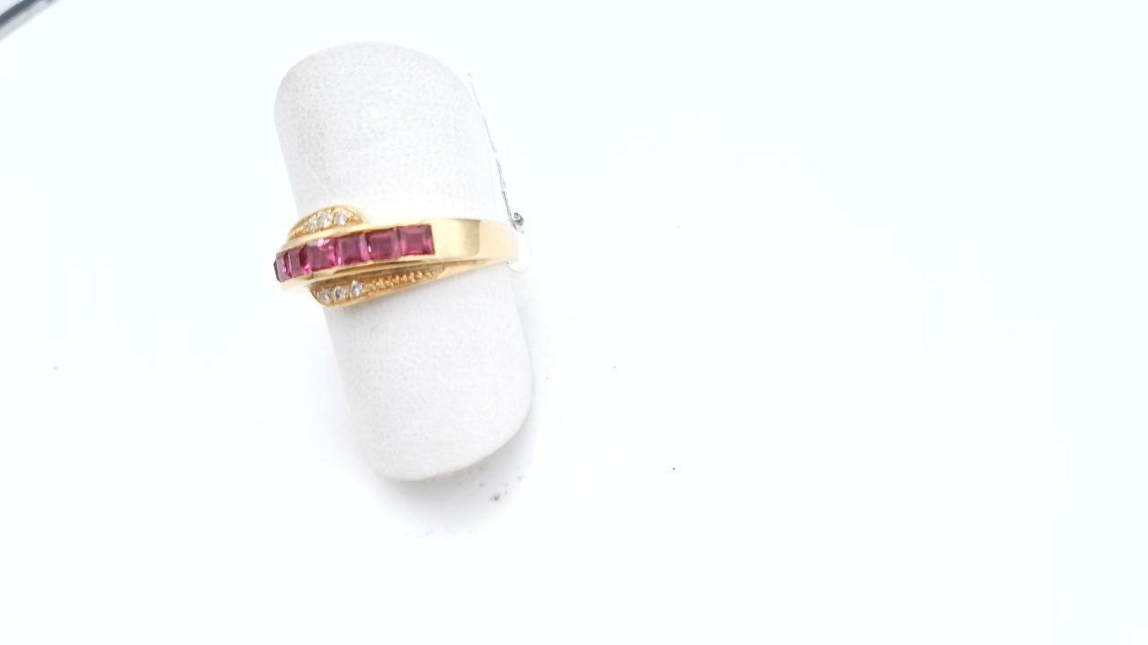 bague or jaune rubis et diamant — vue 2