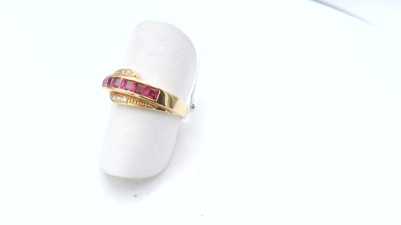 bague or jaune rubis et diamant — vue 6