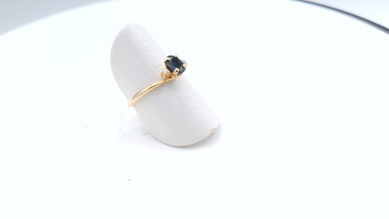 bague saphir et diamant 18K — vue 3