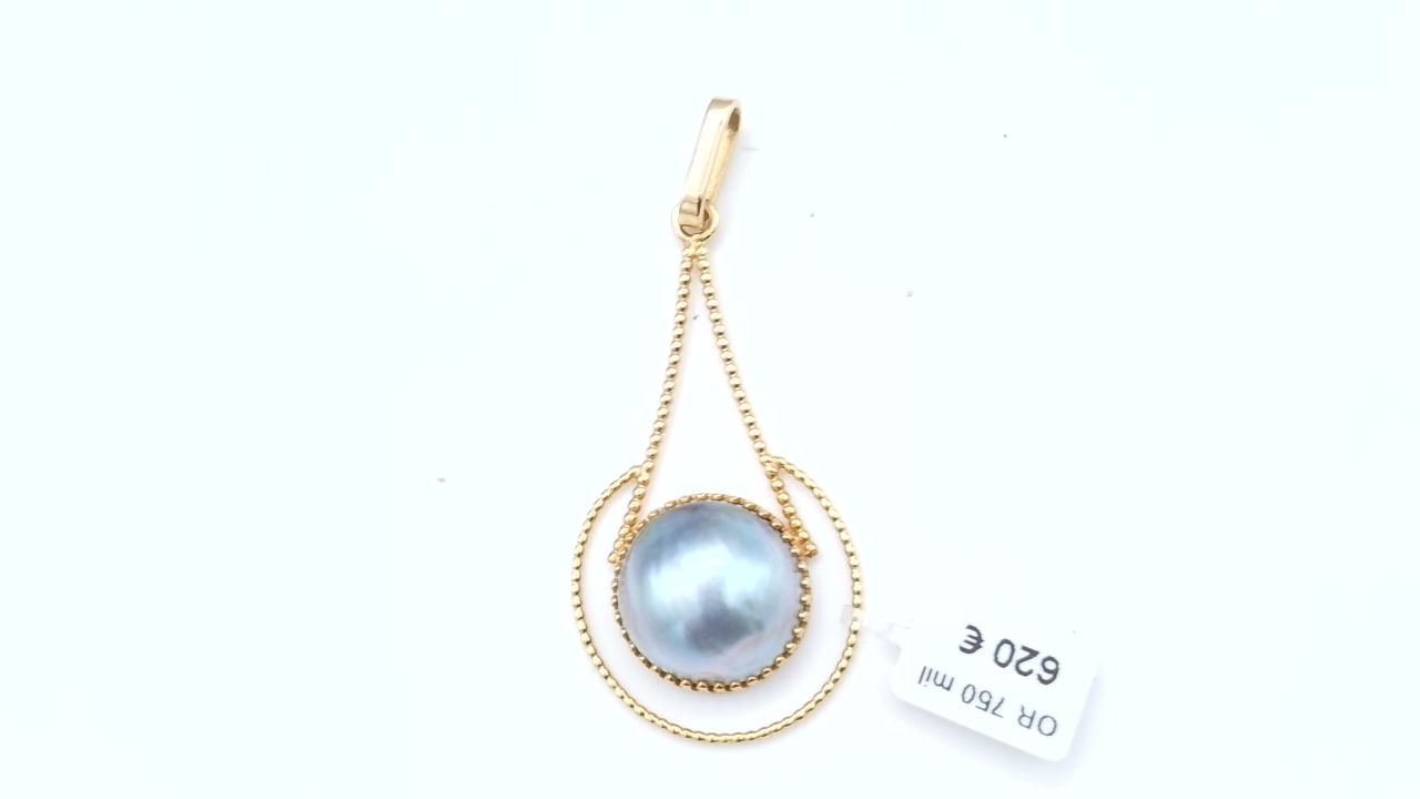 pendentif et demi perle baroque or 18K — vue 2