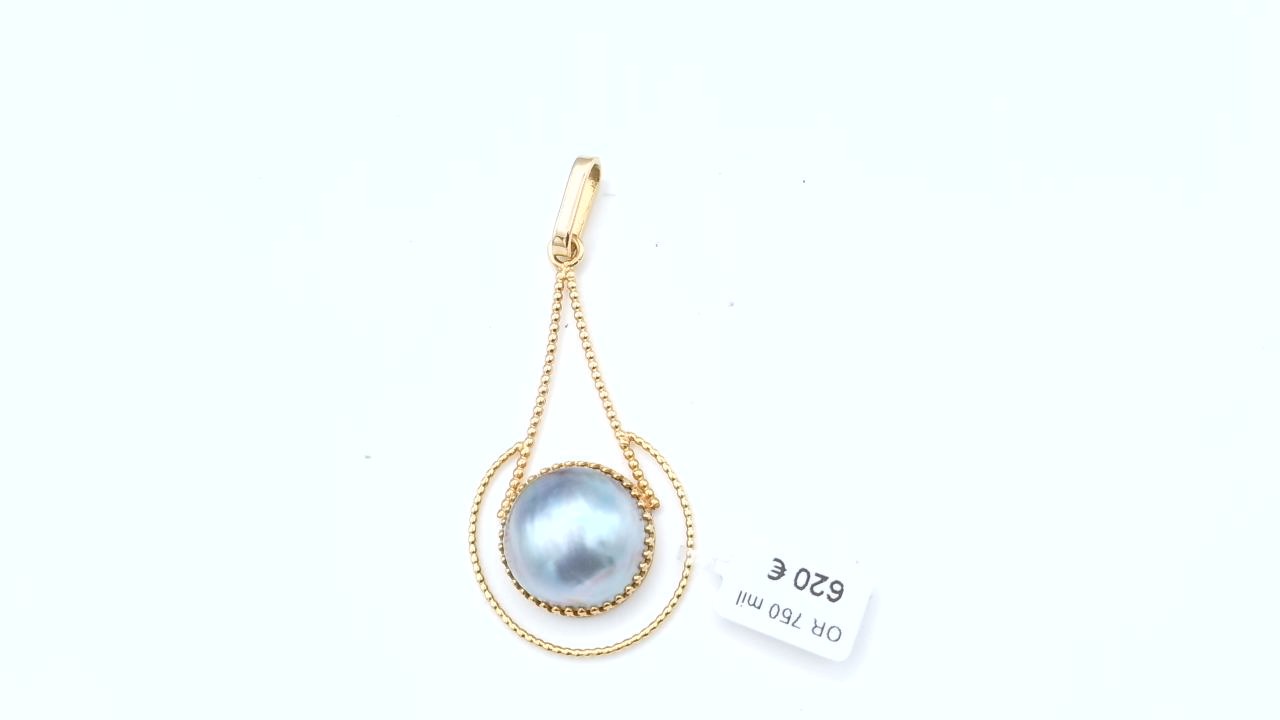 pendentif et demi perle baroque or 18K — vue 3