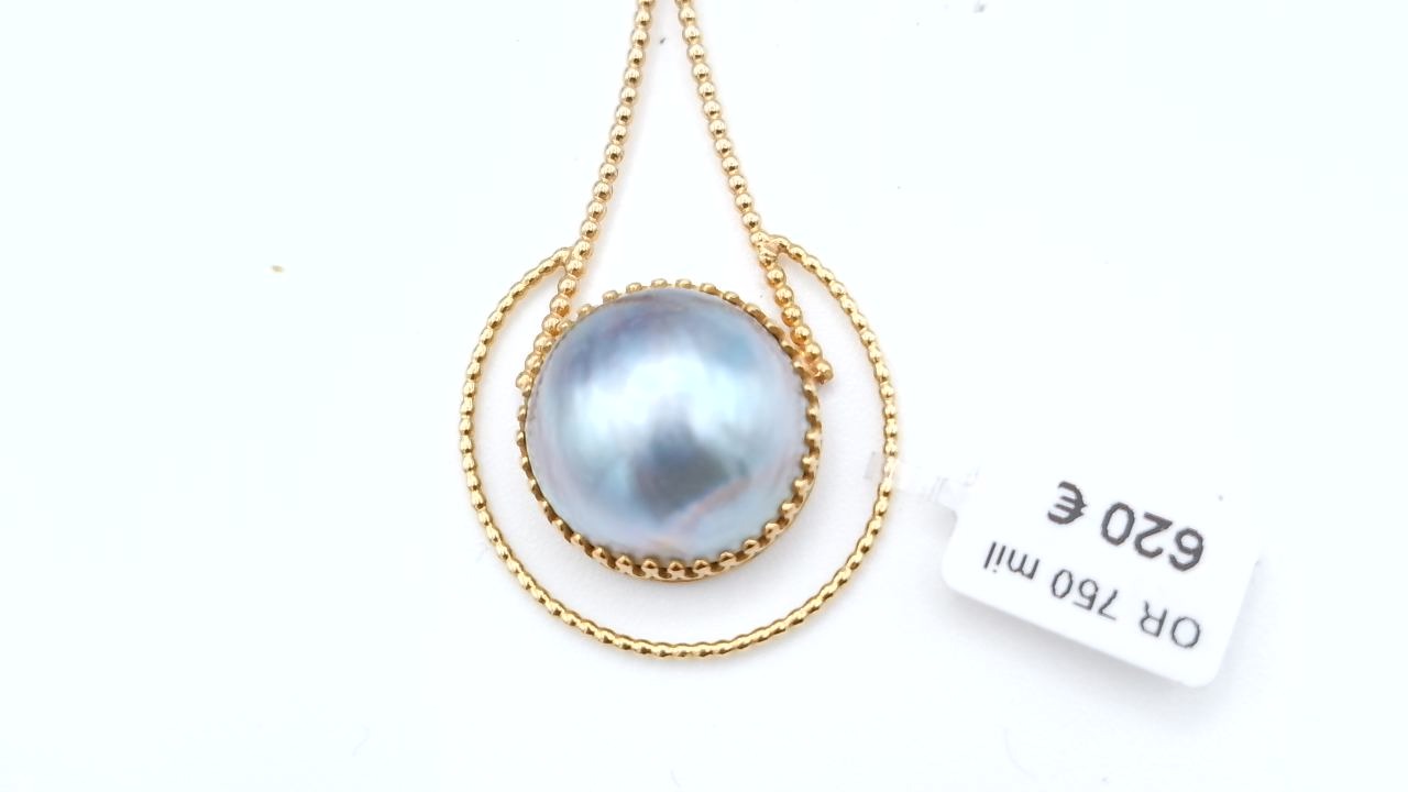pendentif et demi perle baroque or 18K — vue 4