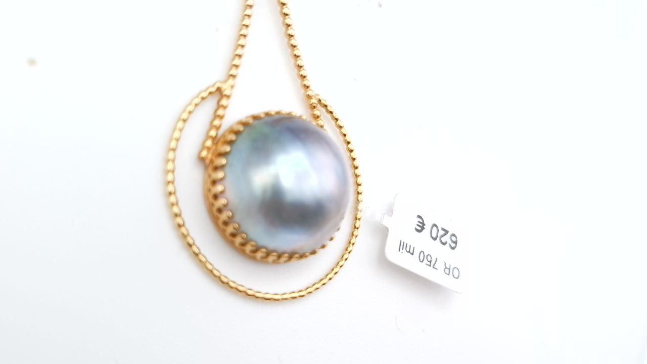 pendentif et demi perle baroque or 18K — vue 6
