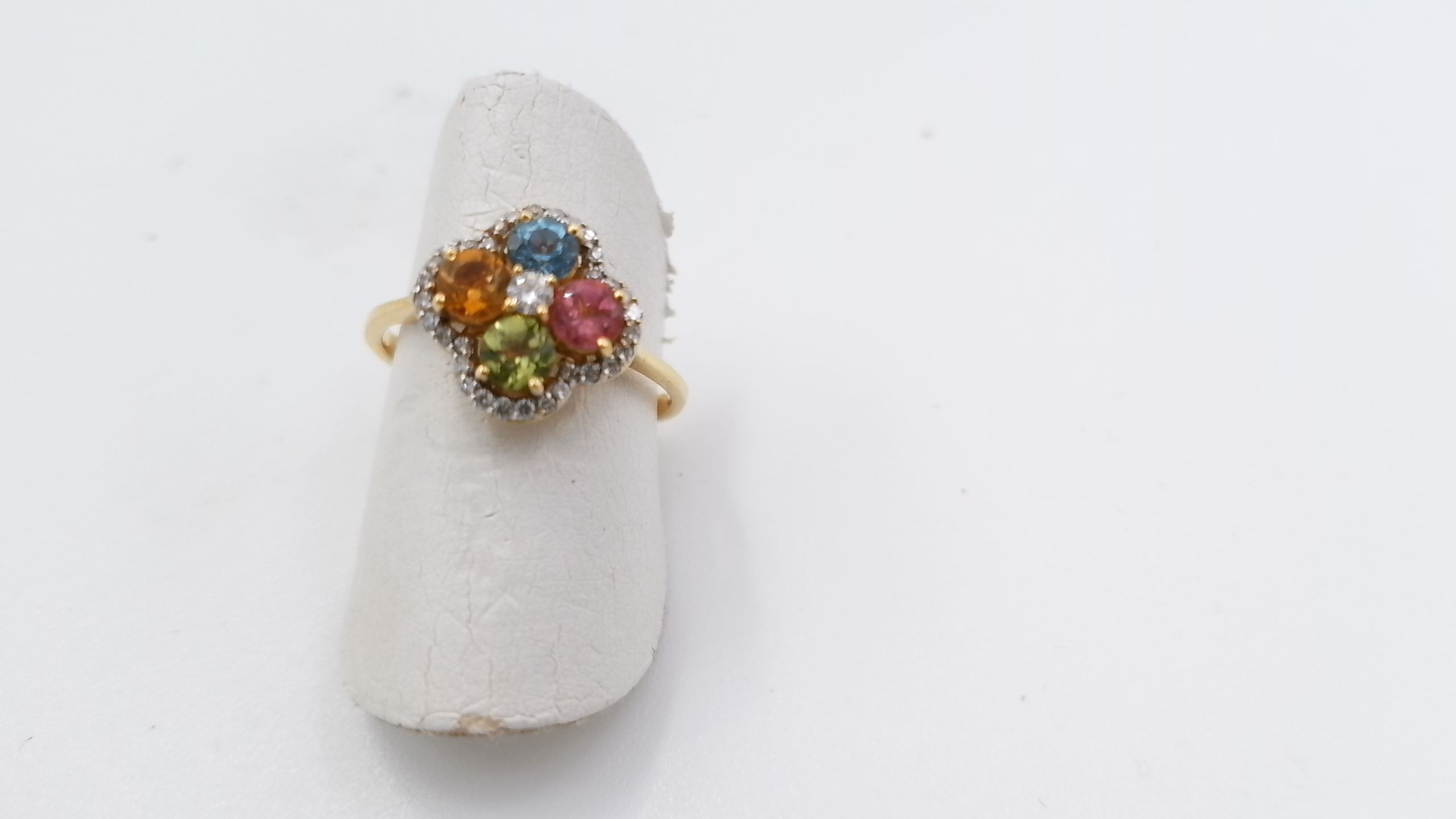 bague or jaune 4 pieres saphir citrine perido et tourmaline — vue 4