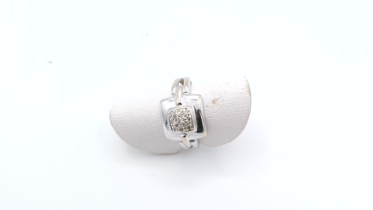 bague jonc or blanc diamant — vue 2