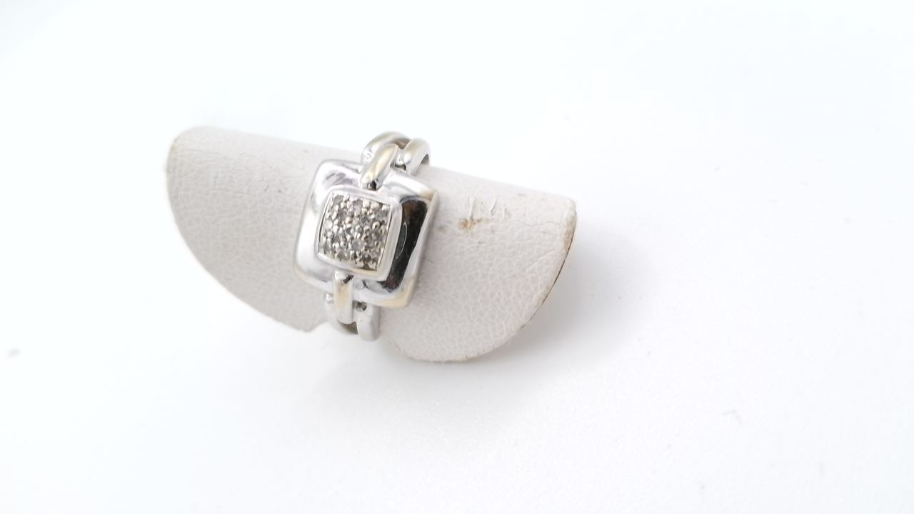 bague jonc or blanc diamant — vue 3