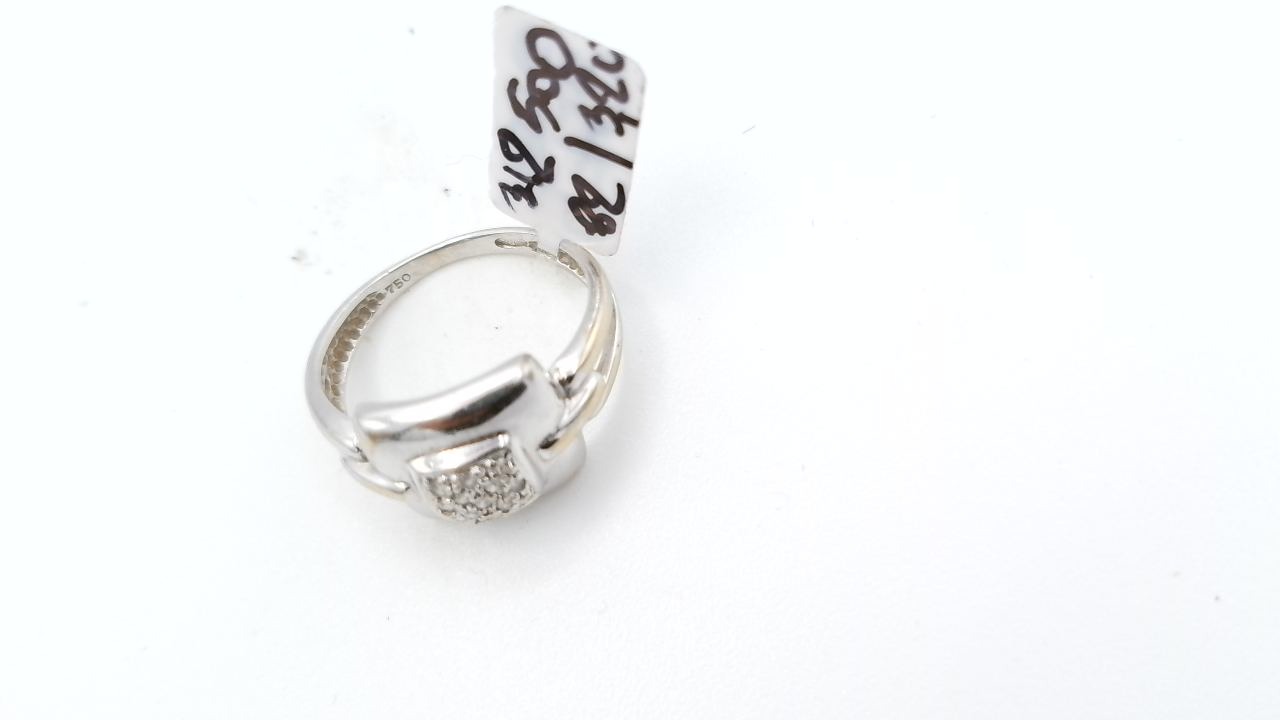 bague jonc or blanc diamant — vue 4