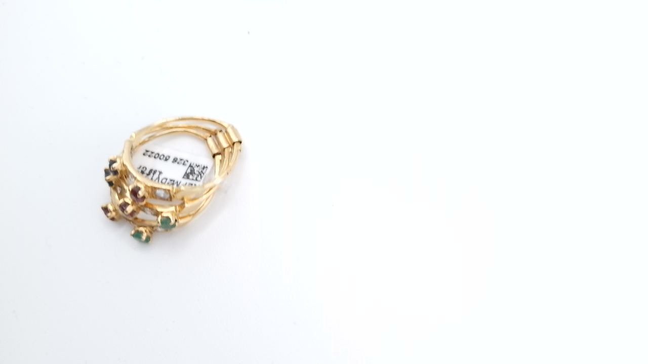 bague or jaune trilogie emeraud saphir diamant rubi — vue 5