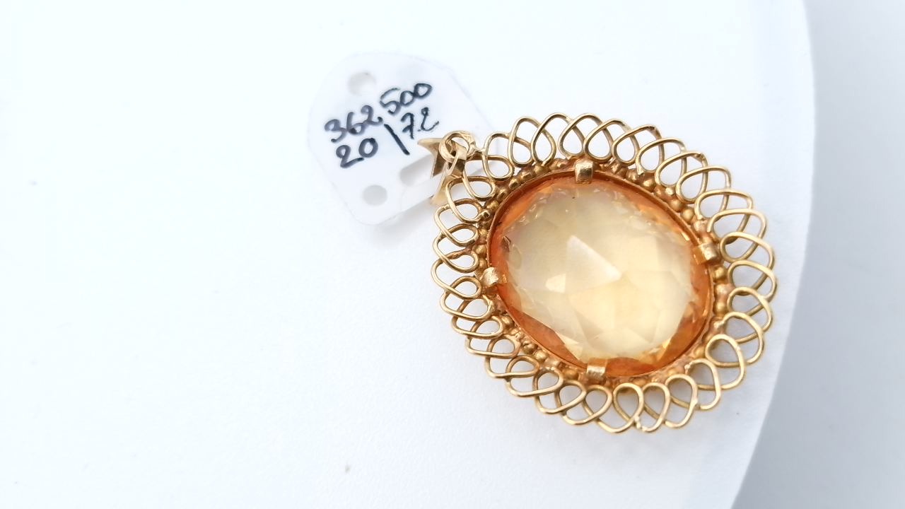 pendentif citrine or 18 K — vue 3