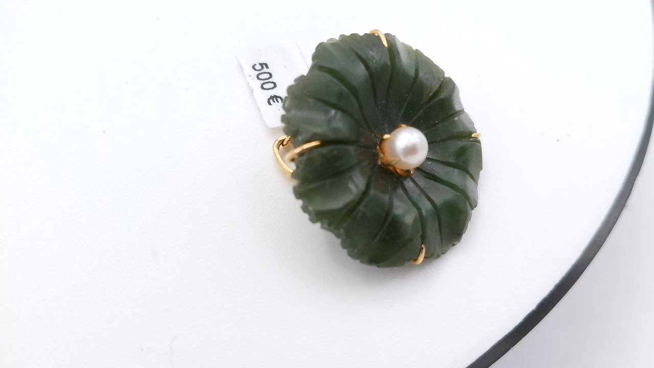 pendentif broche or 18K perle — vue 2