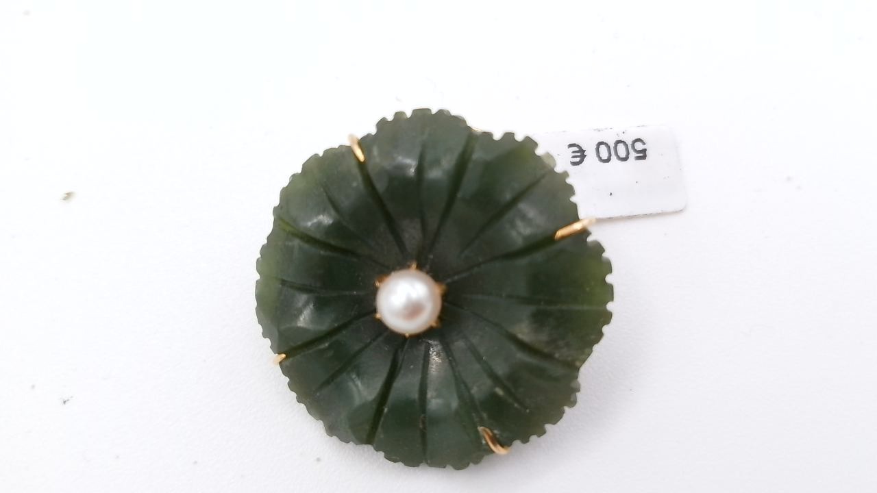 pendentif broche or 18K perle — vue 6