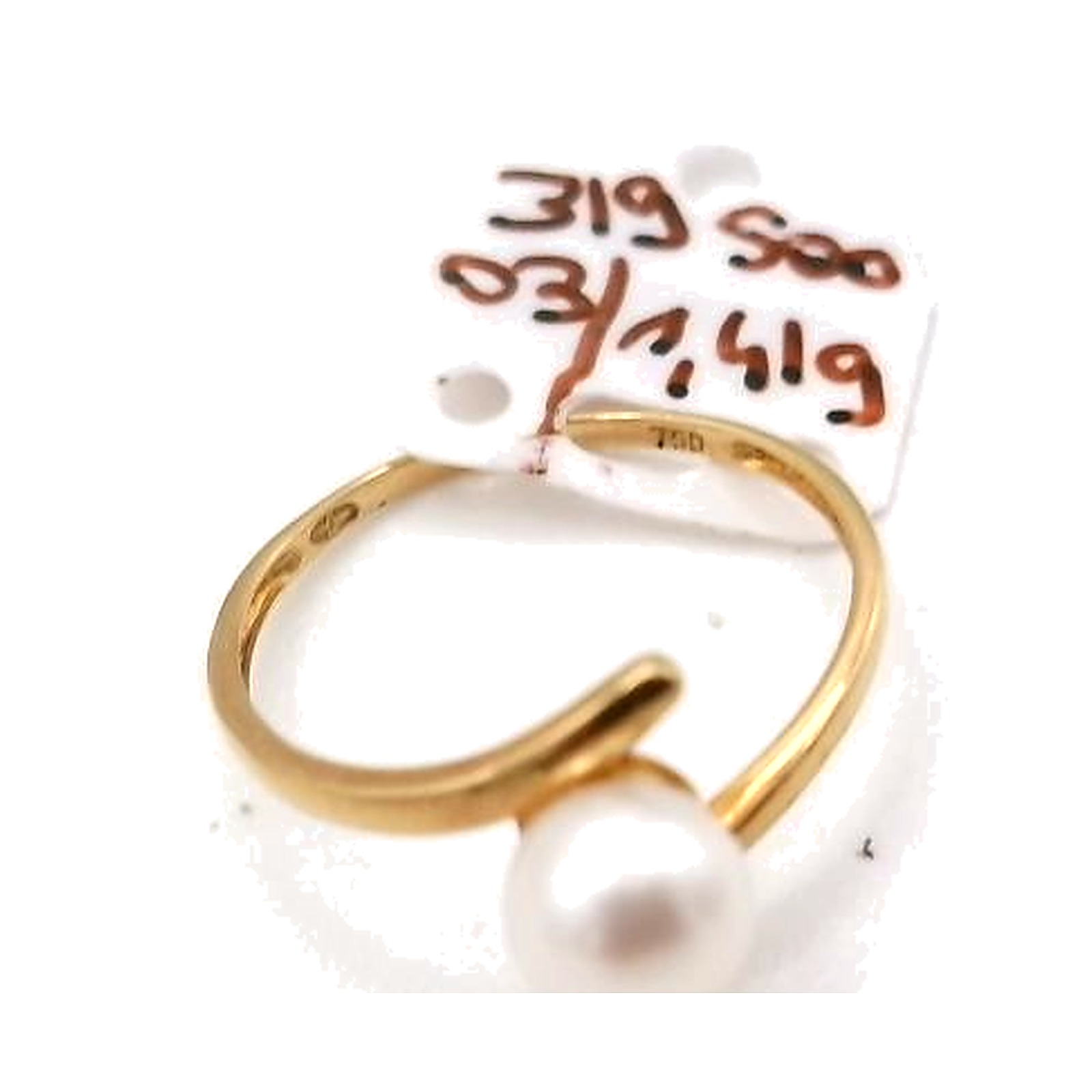 Bague or jaune avec perle