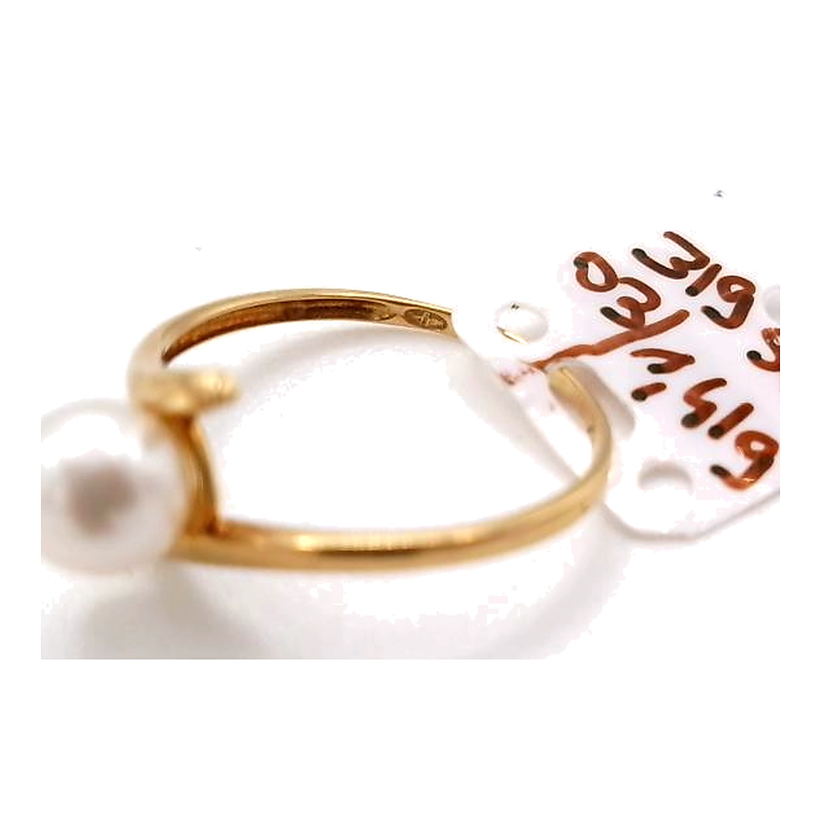 bague or jaune avec perle — vue 4