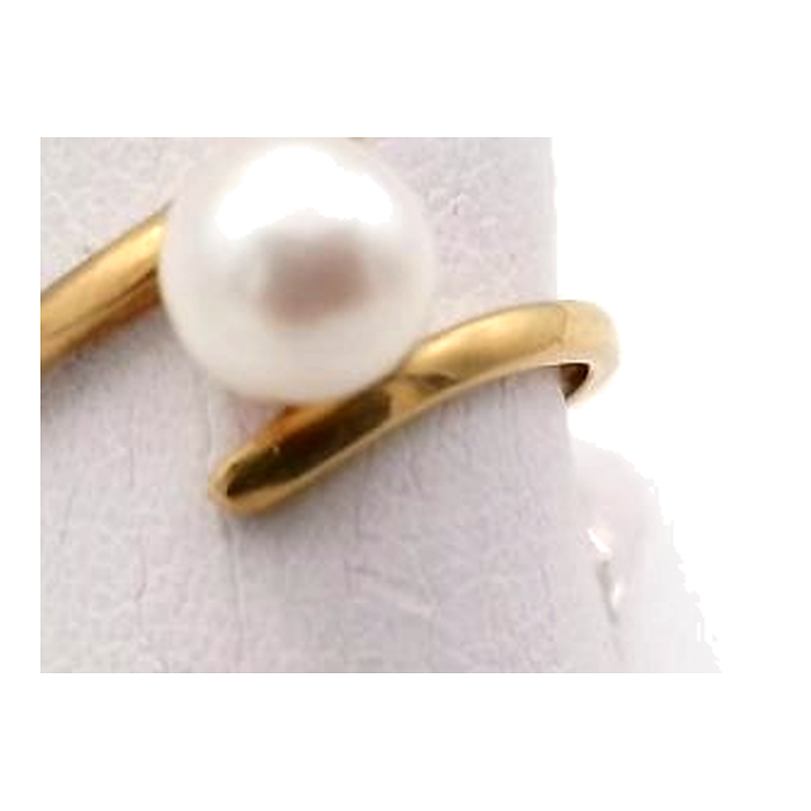 bague or jaune avec perle — vue 5