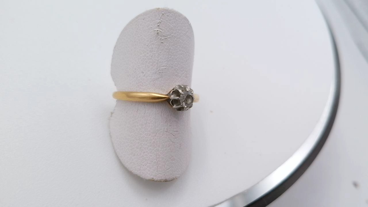 bague solitaire diamant or jaune  1950 — vue 2