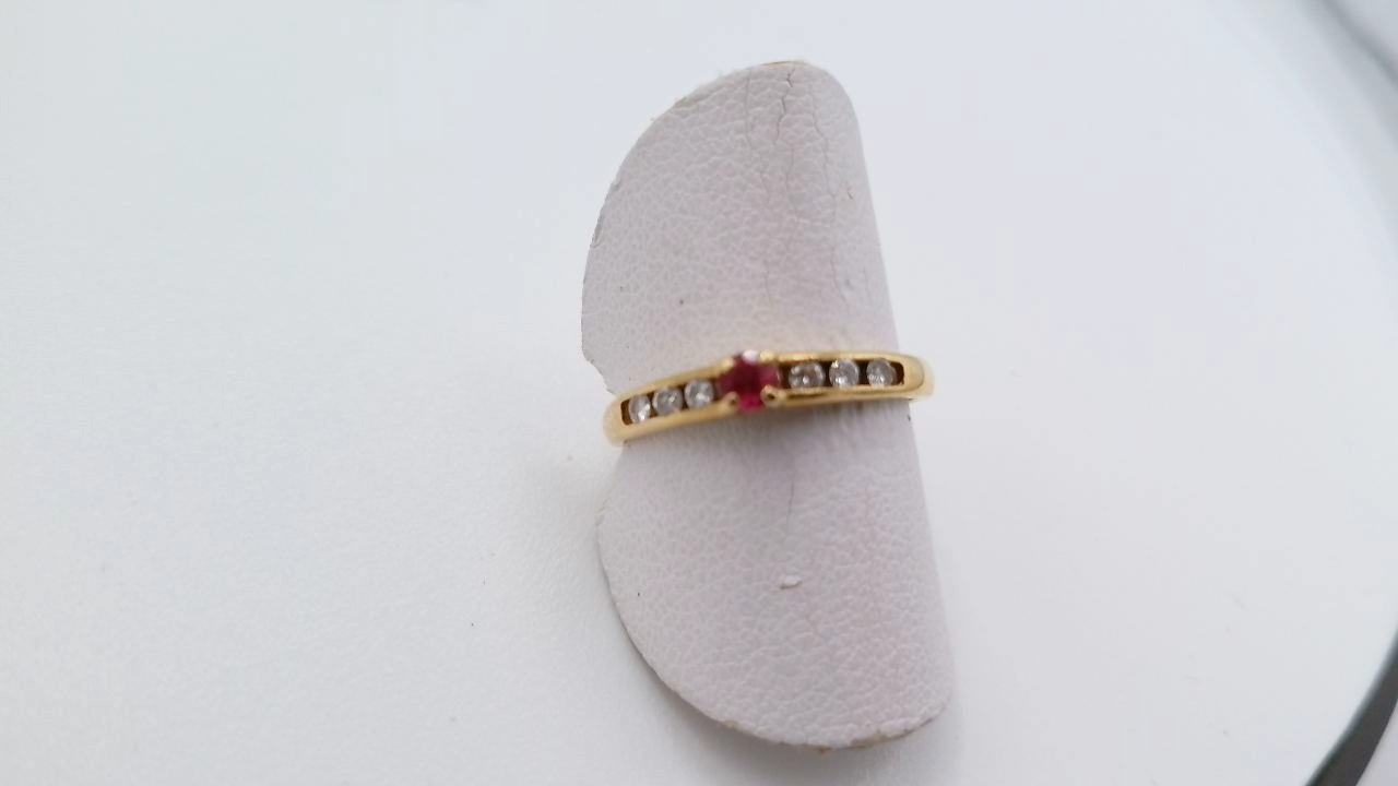 Bague saphir orange diamant or jaune 18K