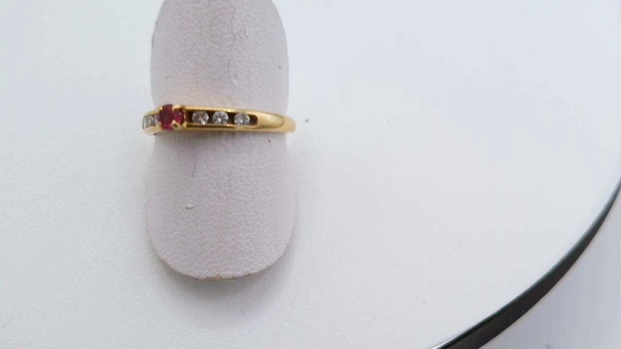 bague saphir orange diamant or jaune 18K — vue 2