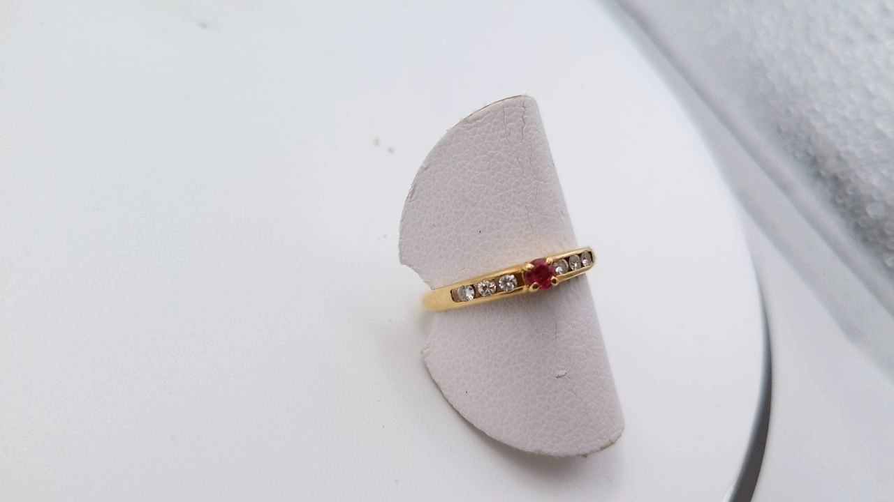 bague saphir orange diamant or jaune 18K — vue 3