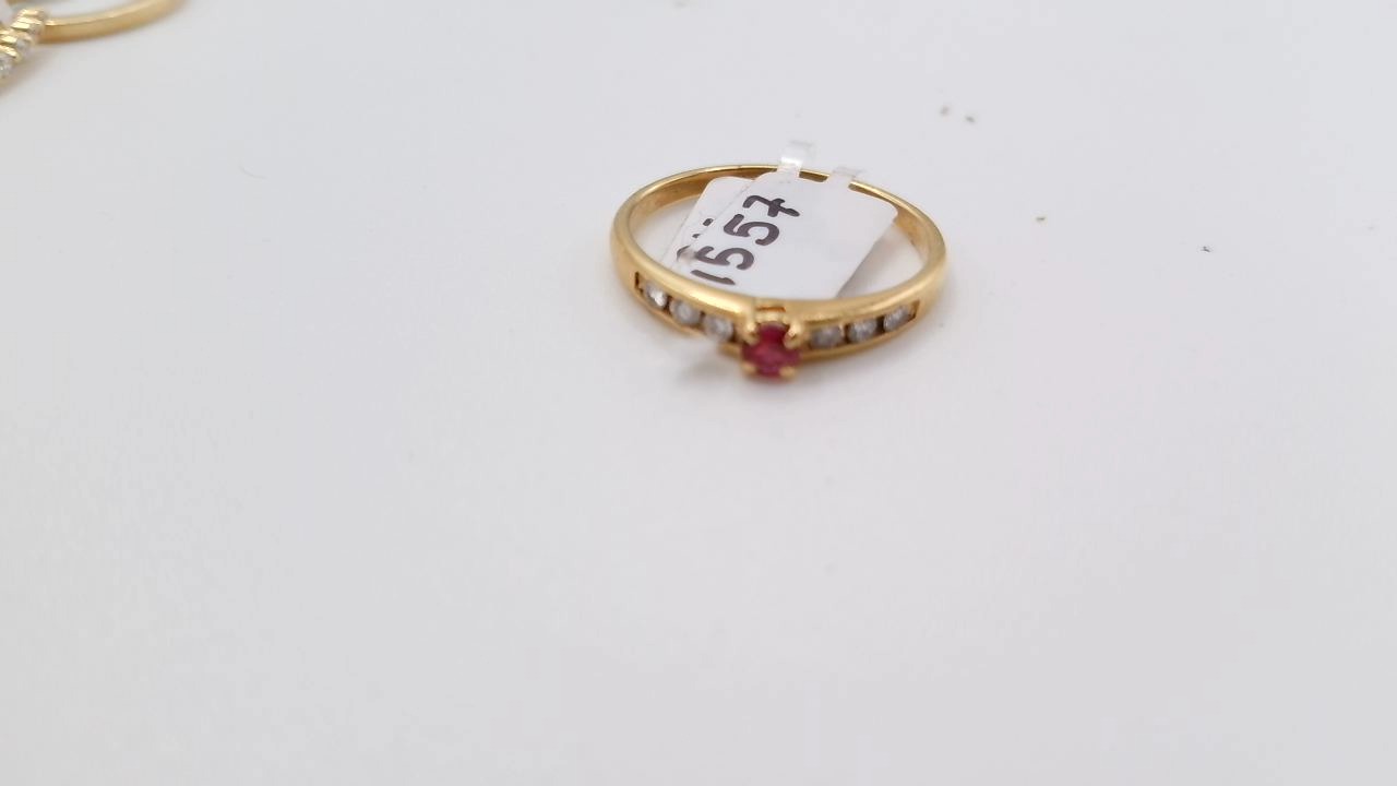 bague saphir orange diamant or jaune 18K — vue 4