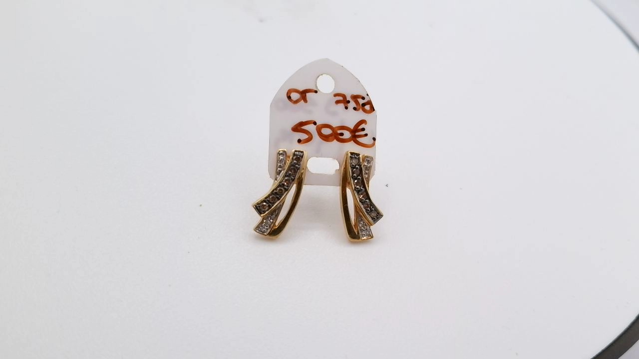 boucle d oreilles or 18 K diamant noir et blanc — vue 2