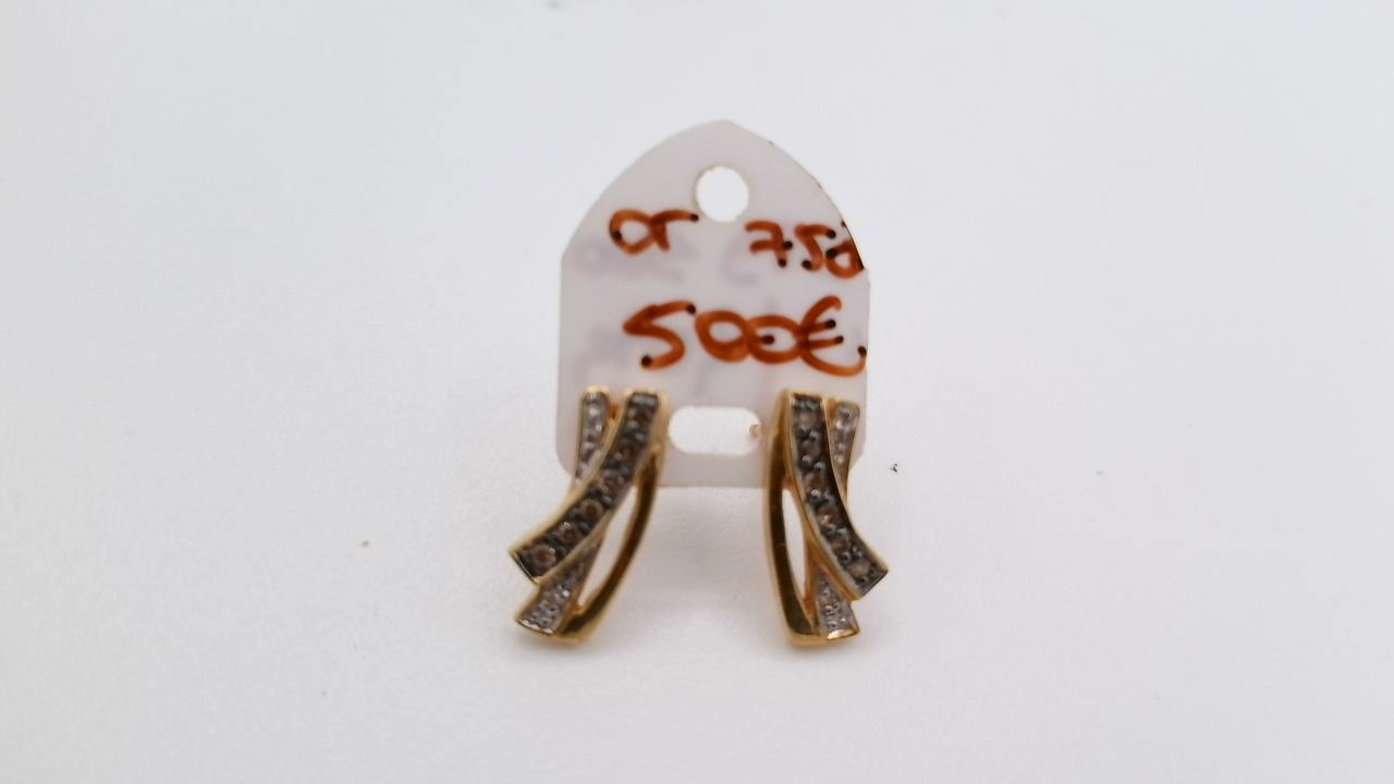 boucle d oreilles or 18 K diamant noir et blanc — vue 4