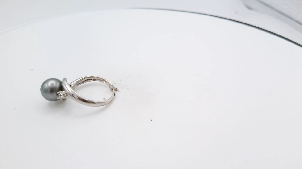 bague or blanc diamant et perle de tahiti — vue 5