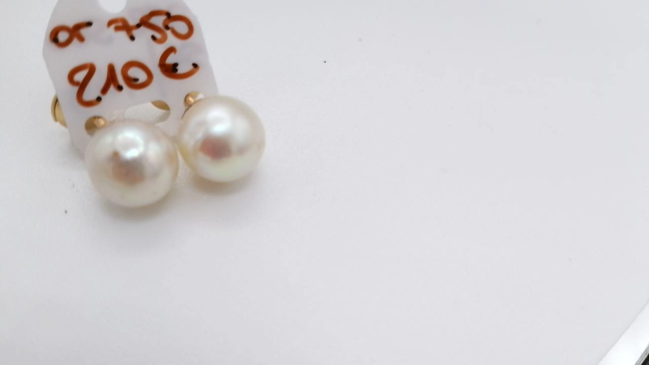 boucles d'oreilles perle avec tige et alpa or 18K — vue 5