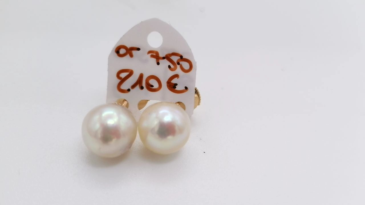 boucles d'oreilles perle avec tige et alpa or 18K — vue 6