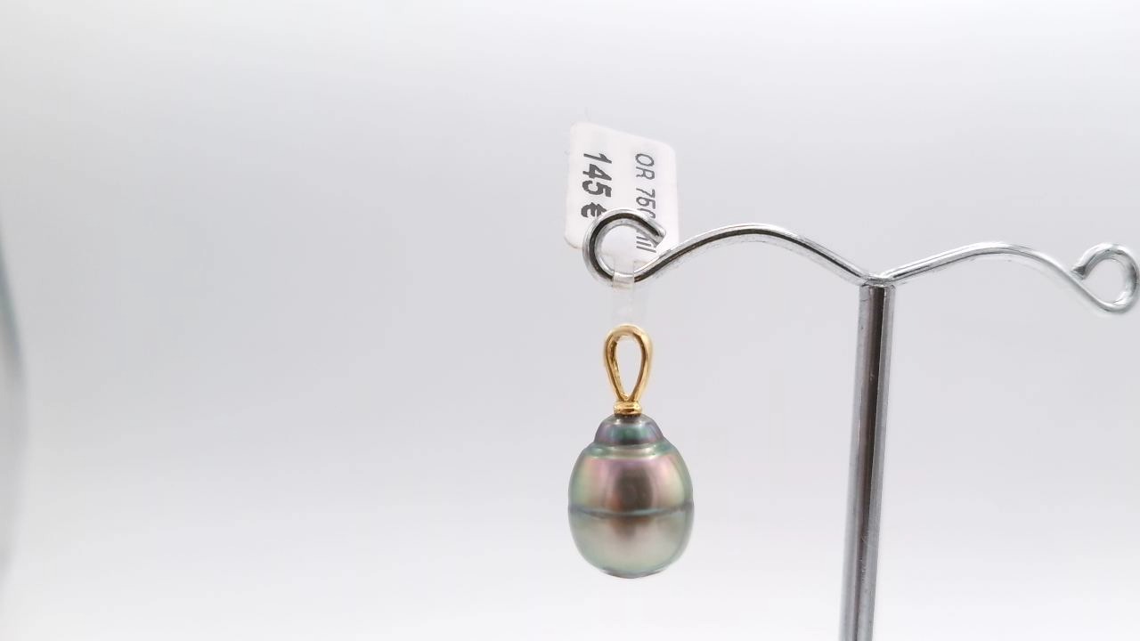 pendentif perle verte de tahiti et or 18K — vue 4