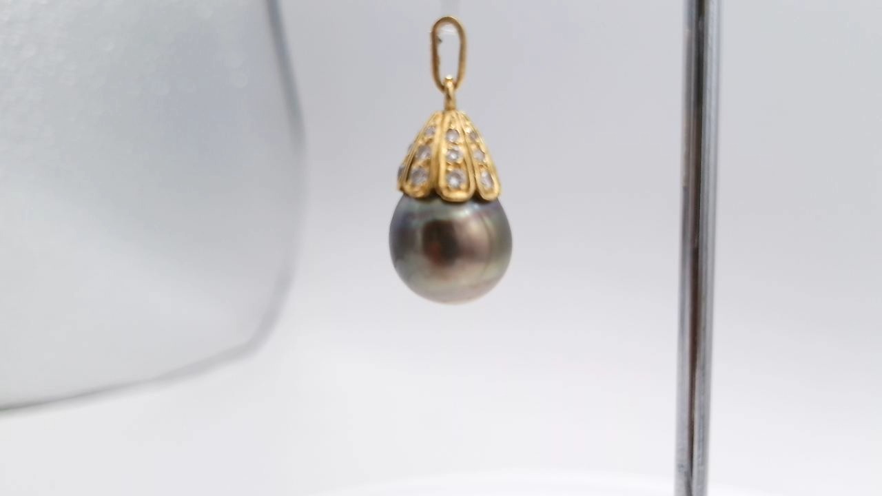 pendentif perle noir tahity — vue 3