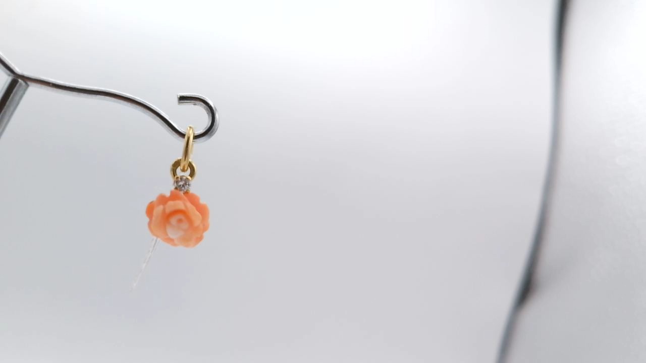 pendentif corail rose taillée en rose — vue 4