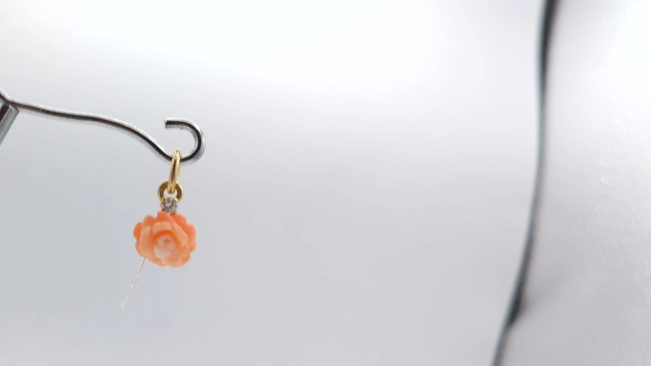 pendentif corail rose taillée en rose — vue 6