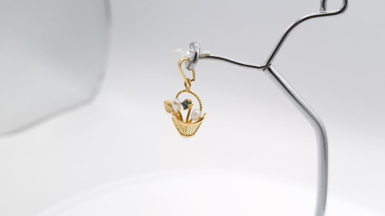 pendentif saphir perle or jaune 18K — vue 3