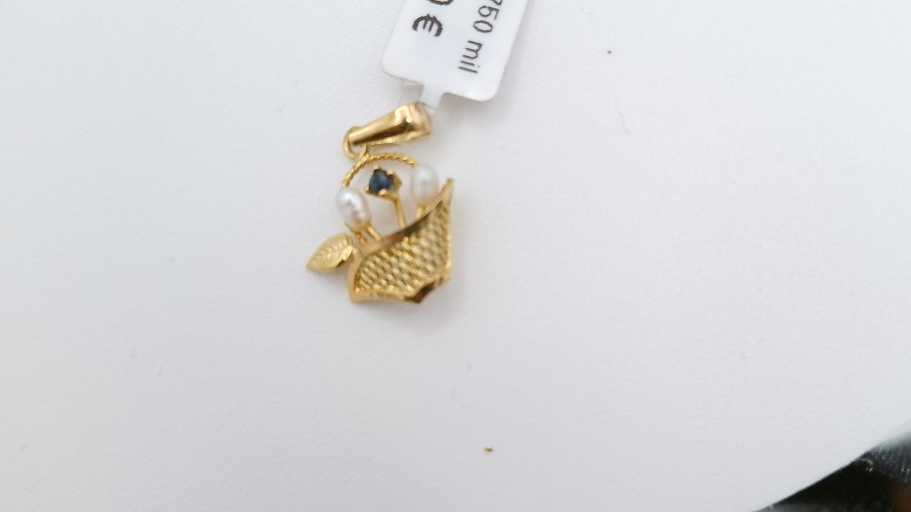 pendentif saphir perle or jaune 18K — vue 4