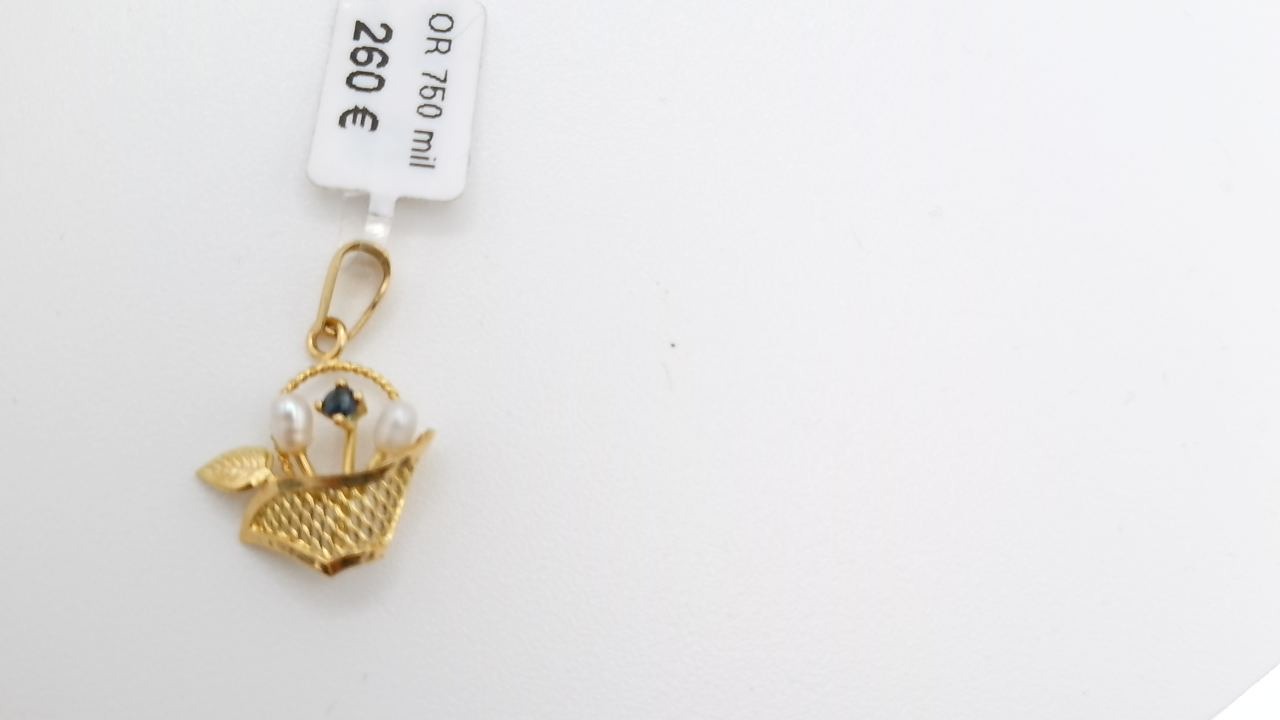 pendentif saphir perle or jaune 18K — vue 5