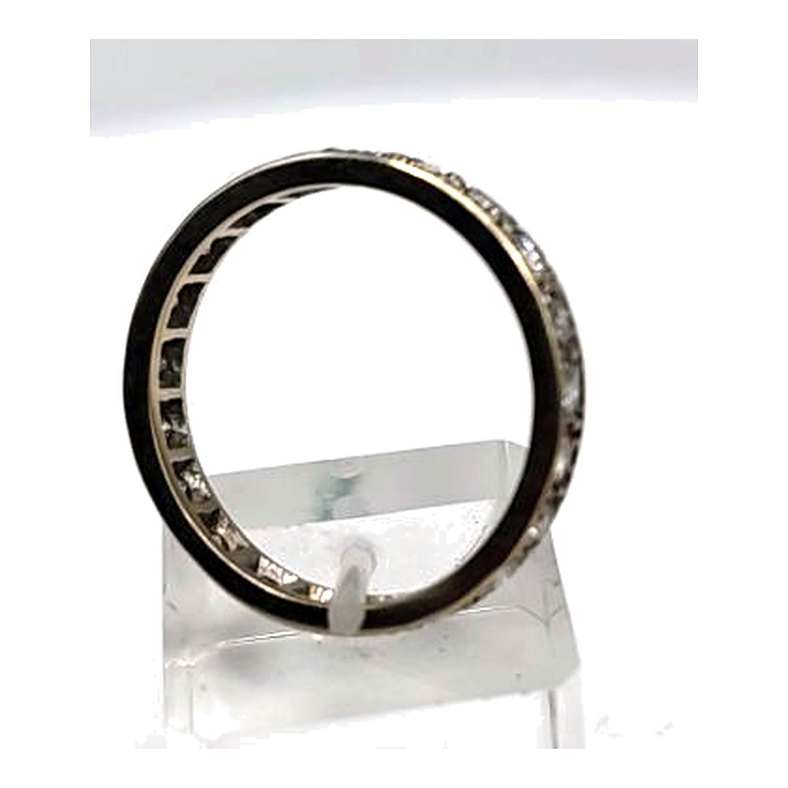Bague alliance tour entier or blanc 750 millièmes serti de 21 diamants de 0.07ct minimum chacun — vue 2
