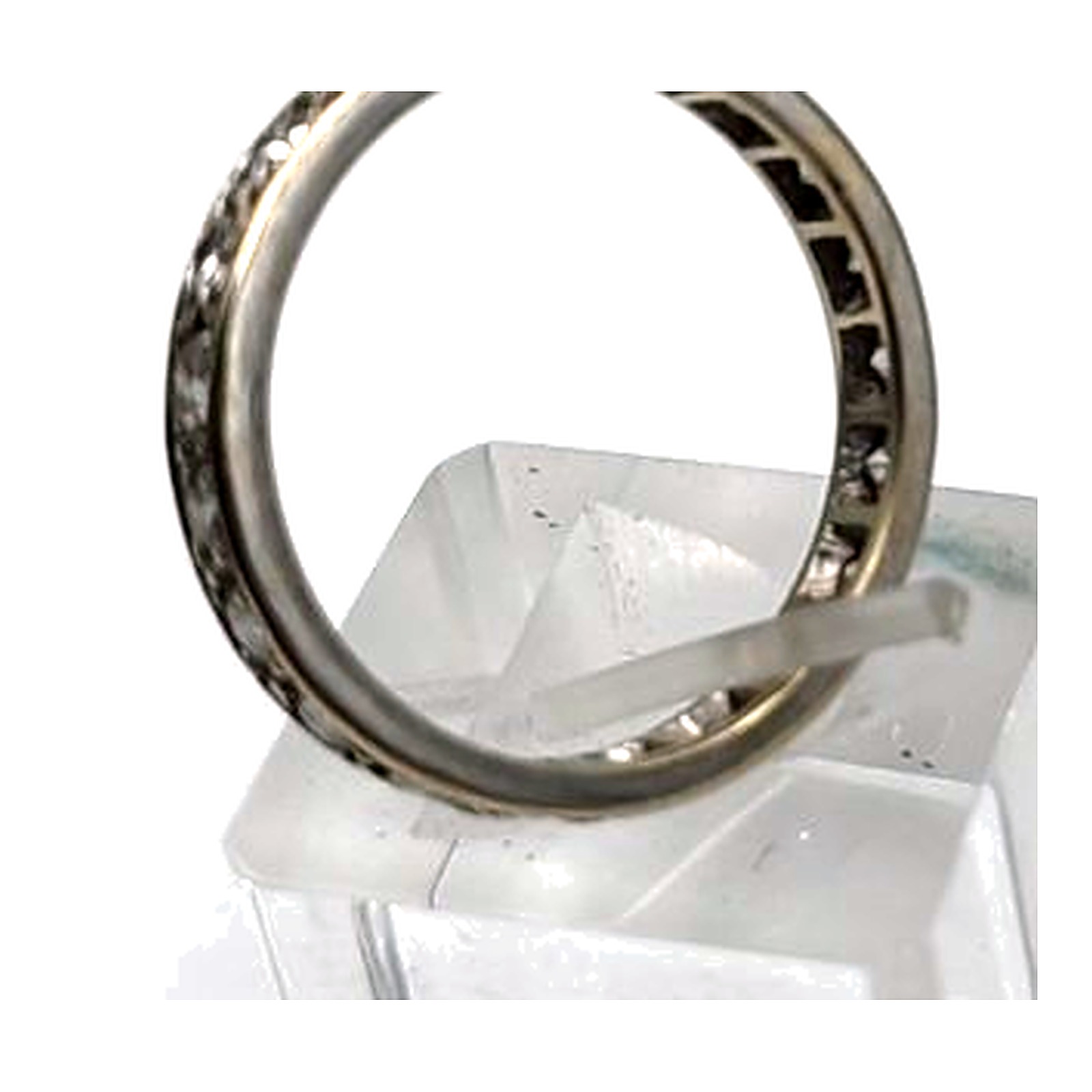 Bague alliance tour entier or blanc 750 millièmes serti de 21 diamants de 0.07ct minimum chacun — vue 3