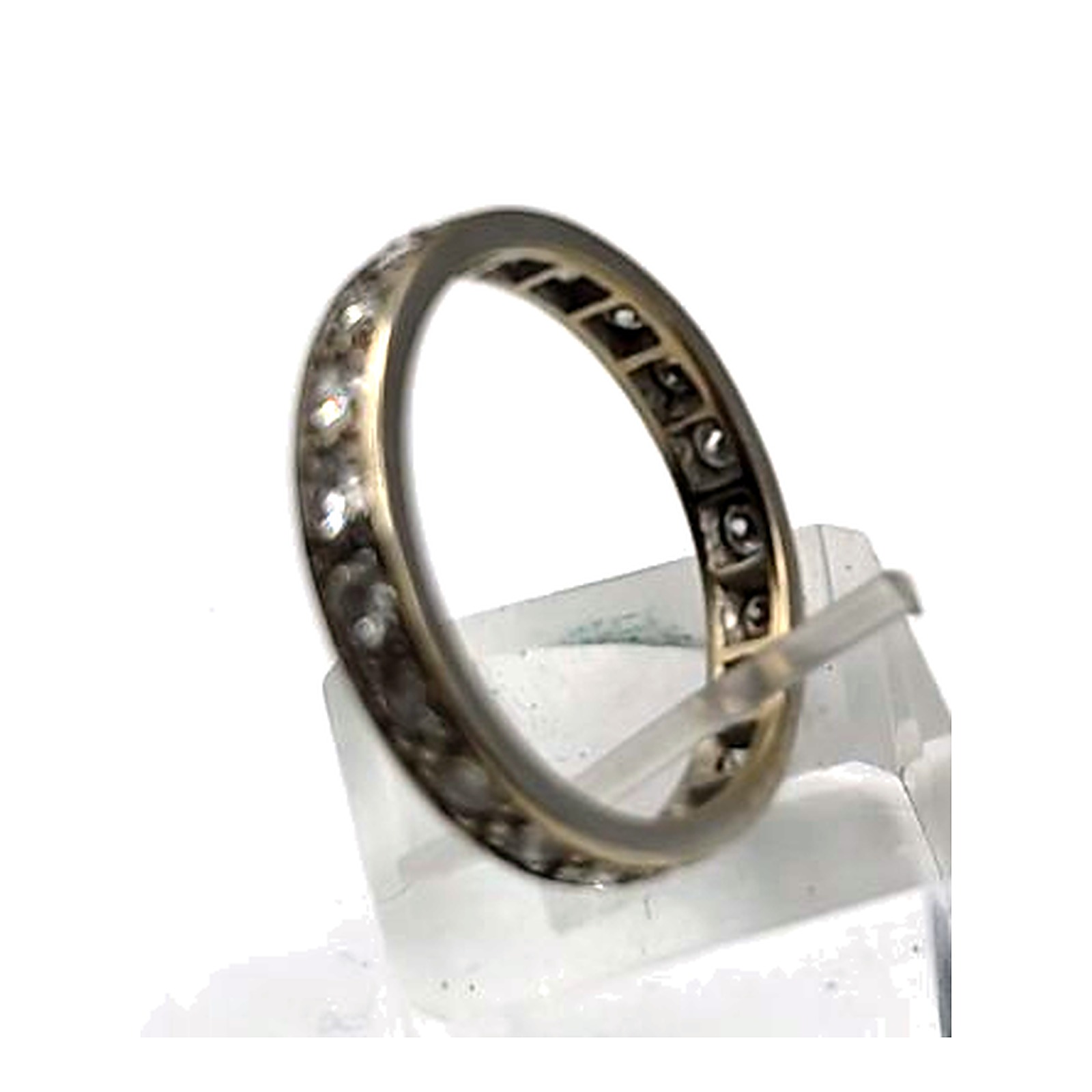 Bague alliance tour entier or blanc 750 millièmes serti de 21 diamants de 0.07ct minimum chacun — vue 4