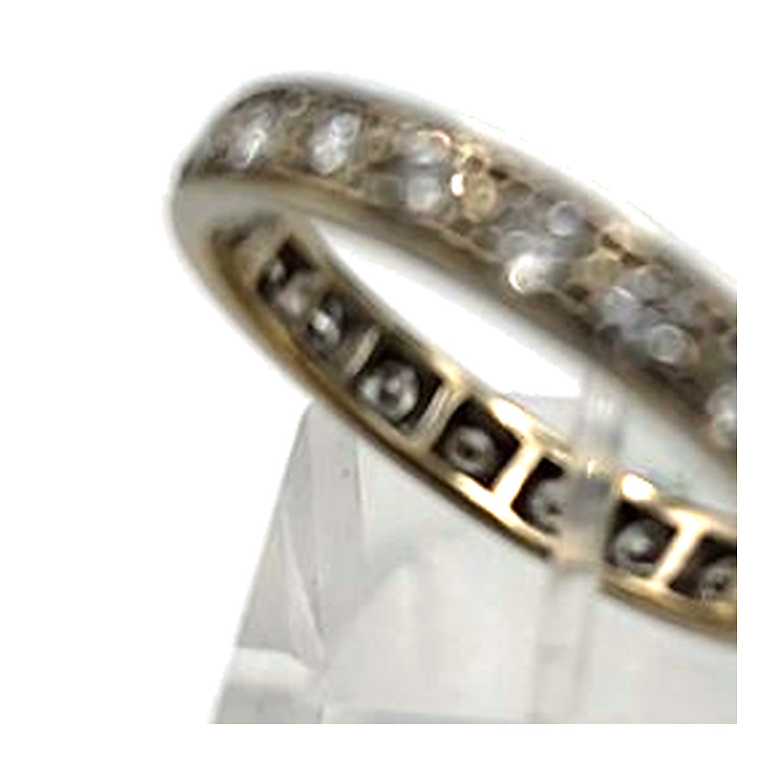 Bague alliance tour entier or blanc 750 millièmes serti de 21 diamants de 0.07ct minimum chacun — vue 6