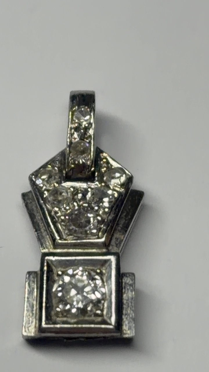 Pendentif art, déco, platine et diamants — vue 3