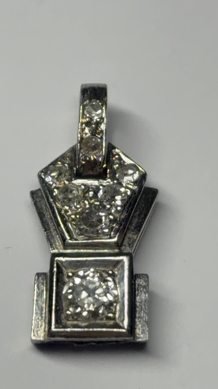 Pendentif art, déco, platine et diamants — vue 5