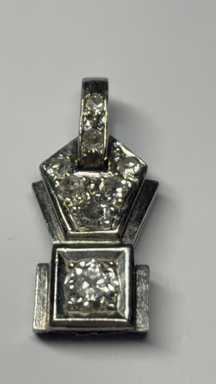 Pendentif art, déco, platine et diamants — vue 6