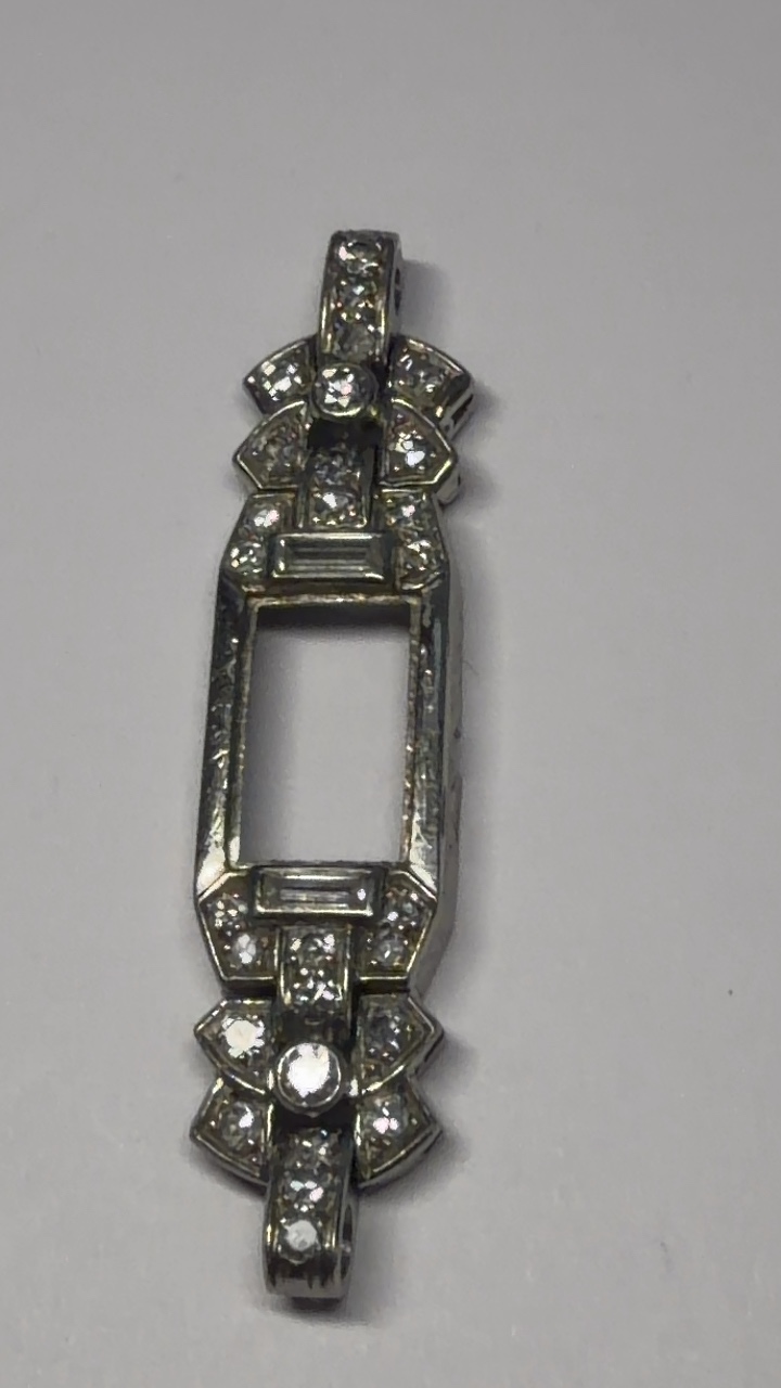 Pendentif, art, déco, platine et diamant