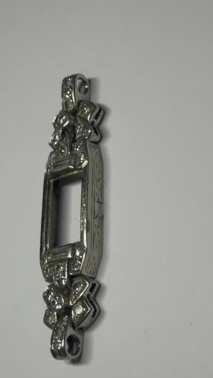 Pendentif, art, déco, platine et diamant — vue 2