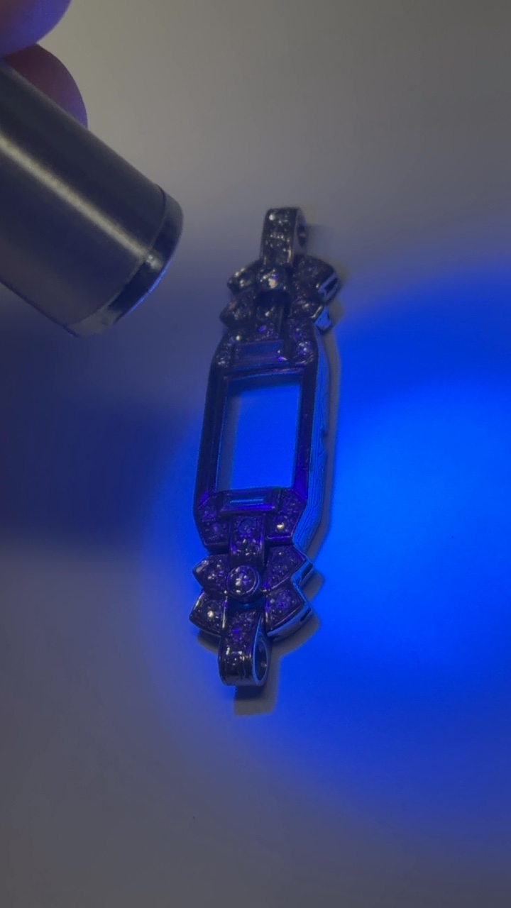 Pendentif, art, déco, platine et diamant — vue 4