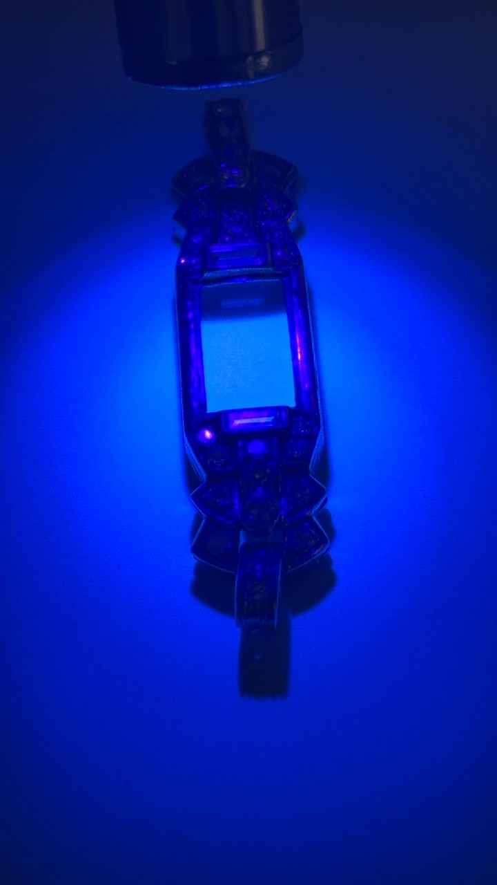 Pendentif, art, déco, platine et diamant — vue 5