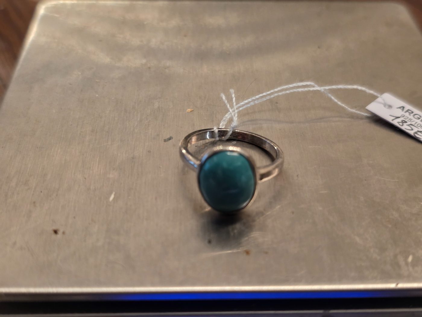 Bague turquoise argent 925  sortis clos oval